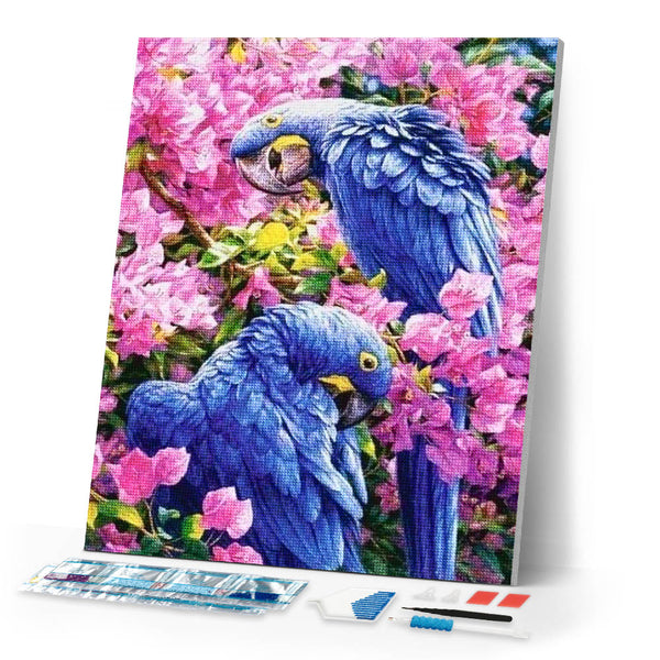 Diamond Painting | Diamond Painting - Blue Parrots | animals birds Diamond Painting Animals Diamond Painting Flowers flowers | FiguredArt
