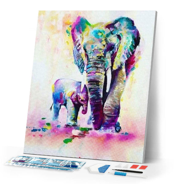 Diamond Painting | Diamond Painting - Elephant and calf | animals Diamond Painting Animals elephants | FiguredArt