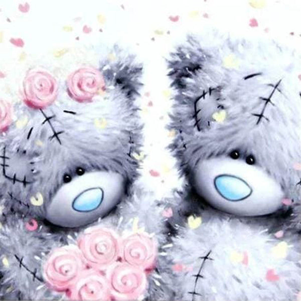 Diamond Painting - Two Teddy bears and roses