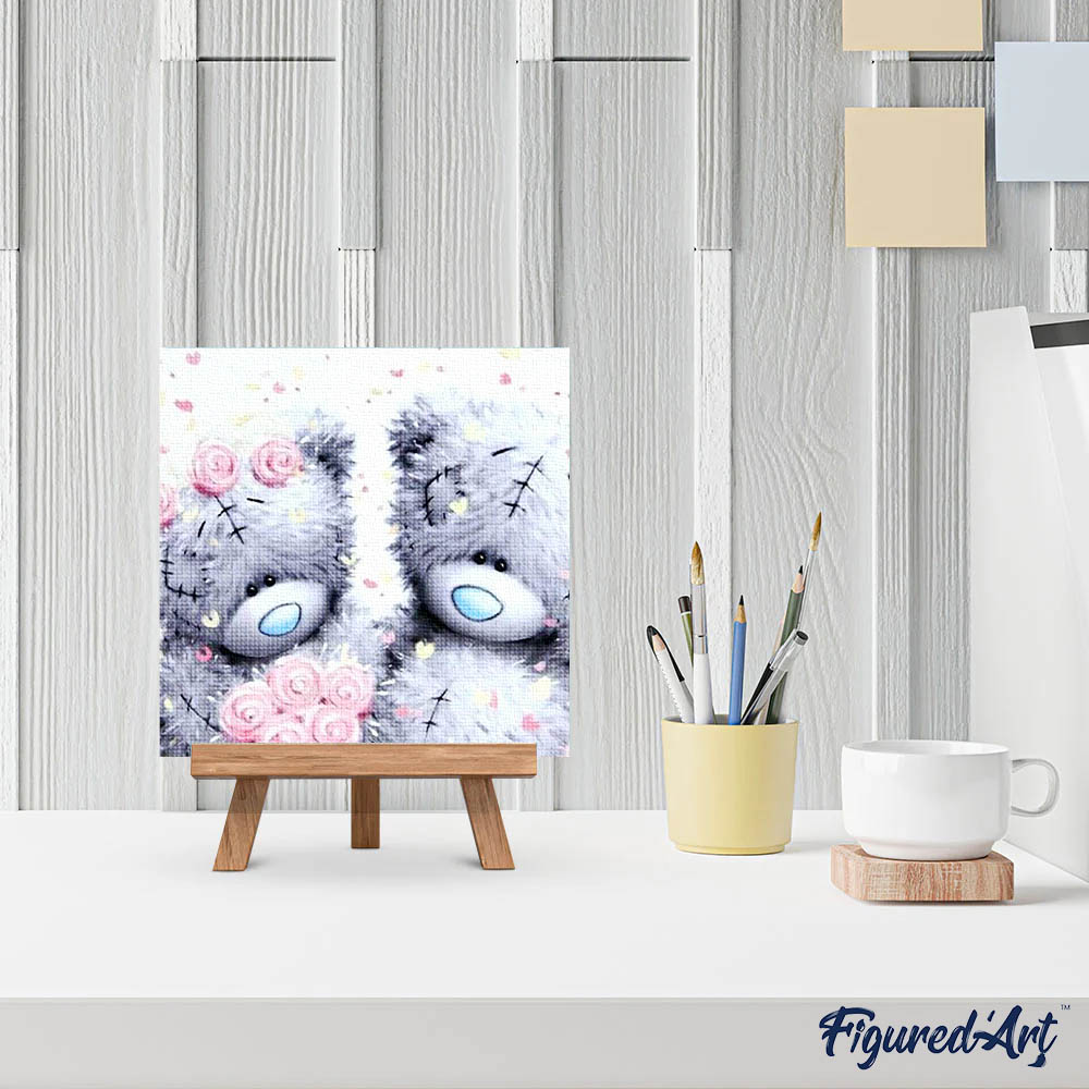 Diamond Painting - Two Teddy bears and roses
