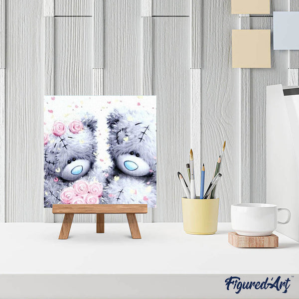Diamond Painting - Two Teddy bears and roses