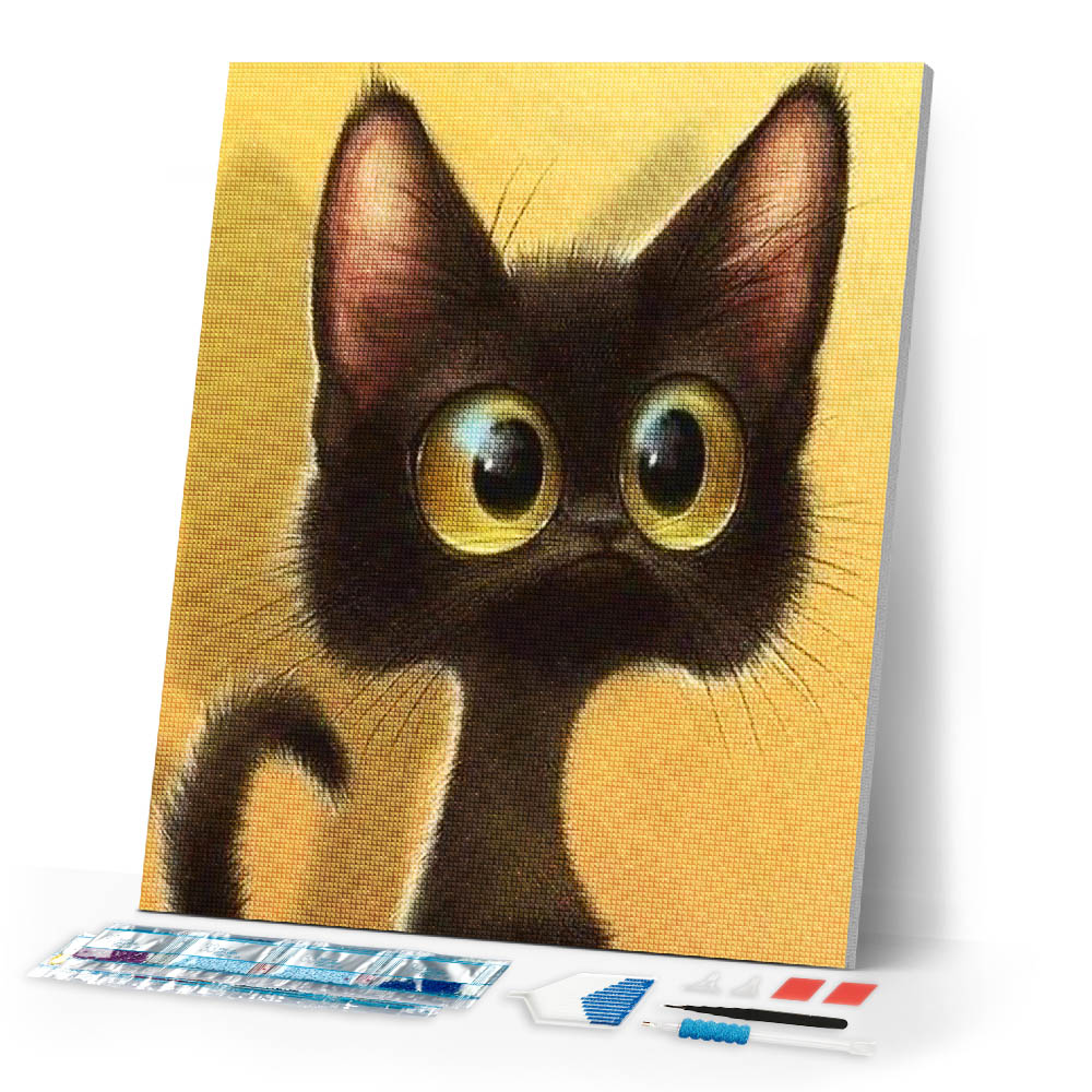 Diamond Painting | Diamond Painting - Surprised Chat | animals cats Diamond Painting Animals | FiguredArt