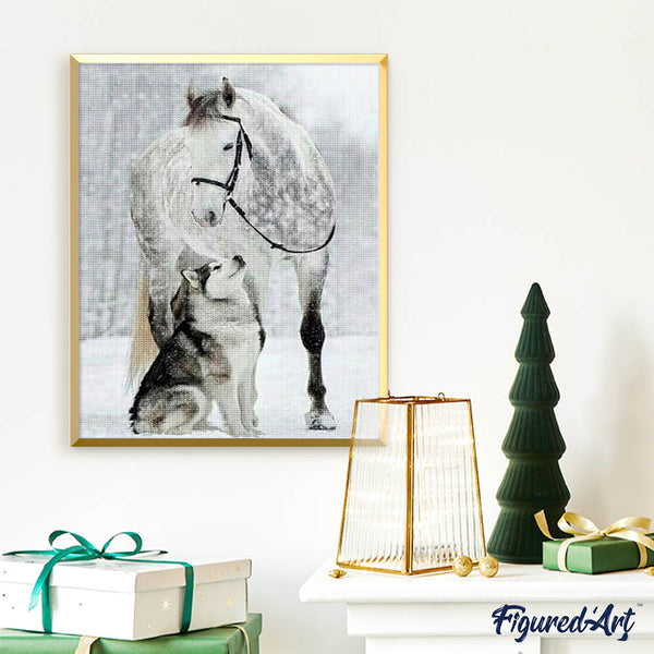 Diamond Painting - Horse & Wolf in the Snow
