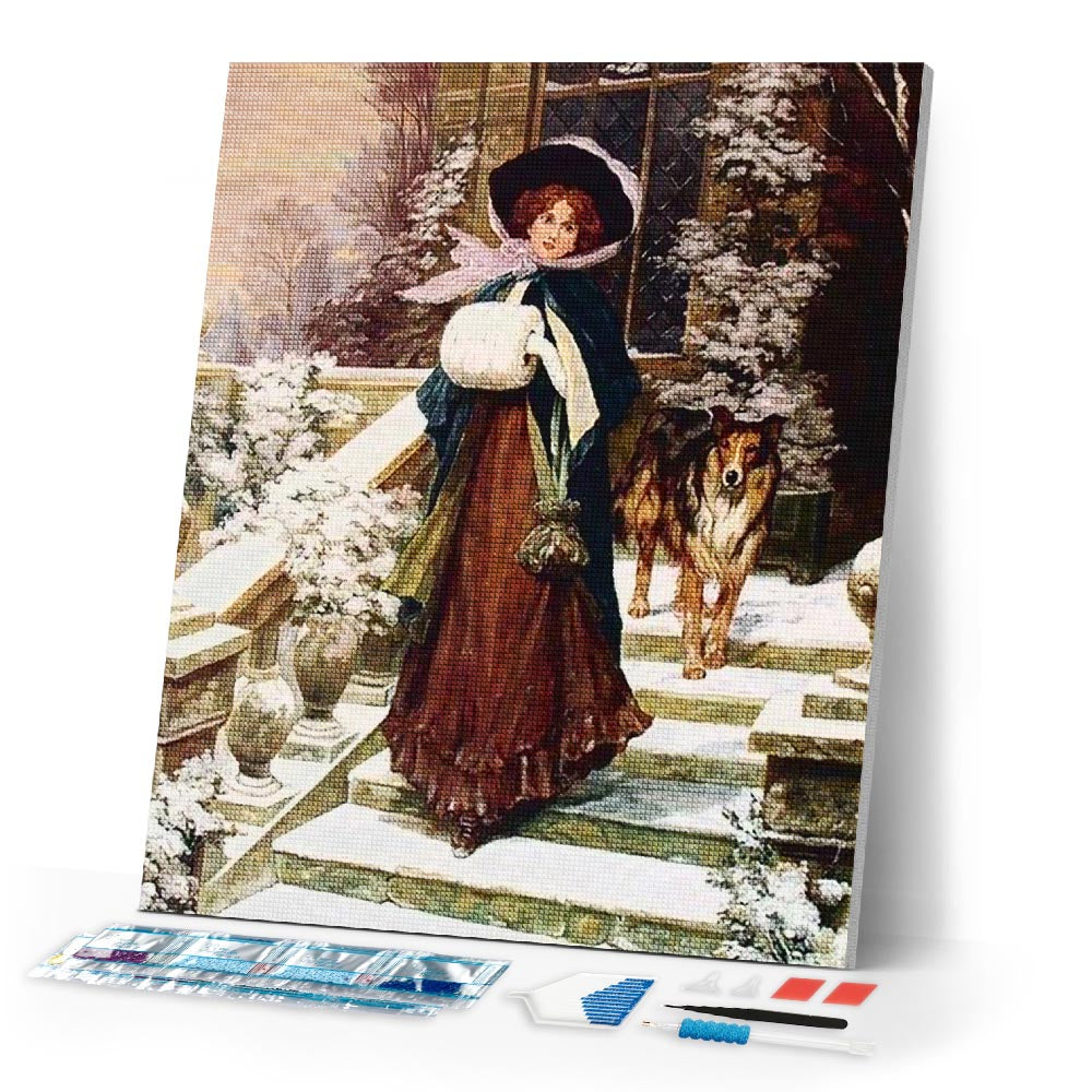 Diamond Painting | Diamond Painting - Woman and her Dog | Diamond Painting Romance romance | FiguredArt