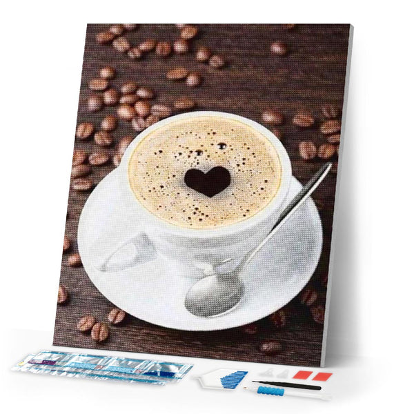 Diamond Painting | Diamond Painting - Coffee with Love | Diamond Painting kitchen kitchen | FiguredArt