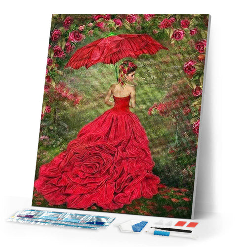 Diamond Painting | Diamond Painting - Woman in red dress | Diamond Painting Romance romance | FiguredArt