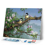 Diamond Painting | Diamond Painting - Birds on a flowering branch | animals birds Diamond Painting Animals | FiguredArt