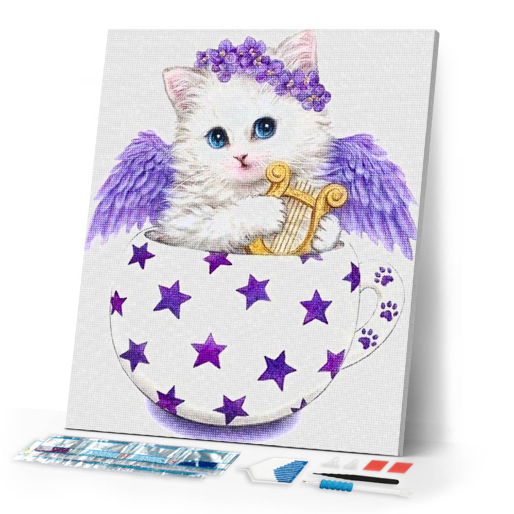 Diamond Painting | Diamond Painting - Kitten in a Cup | animals cats Diamond Painting Animals | FiguredArt