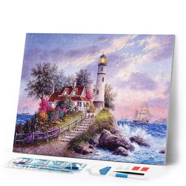 Diamond Painting | Diamond Painting - Lighthouse on the Peninsula | Diamond Painting Landscapes landscapes | FiguredArt