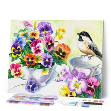 Load image into Gallery viewer, Diamond Painting - Little Bird and Cup of Flowers