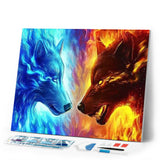Diamond Painting | Diamond Painting - Wolves Ready to Fight | animals Diamond Painting Animals | FiguredArt