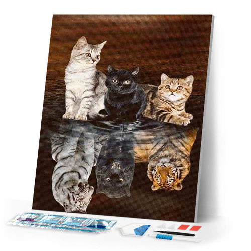 Diamond Painting | Diamond Painting - Kitten Reflection | animals cats Diamond Painting Animals | FiguredArt