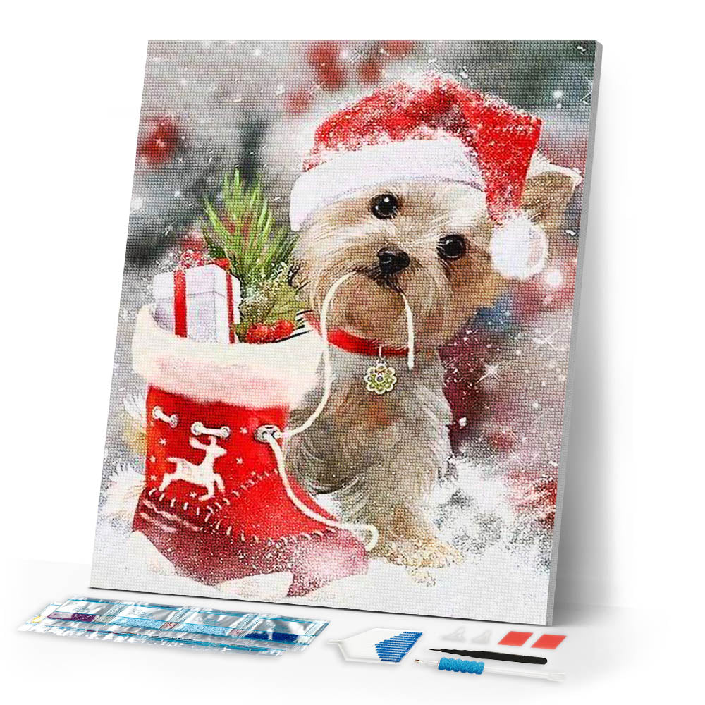 Diamond Painting | Diamond Painting - Dog with gifts | animals Diamond Painting Animals dogs | FiguredArt