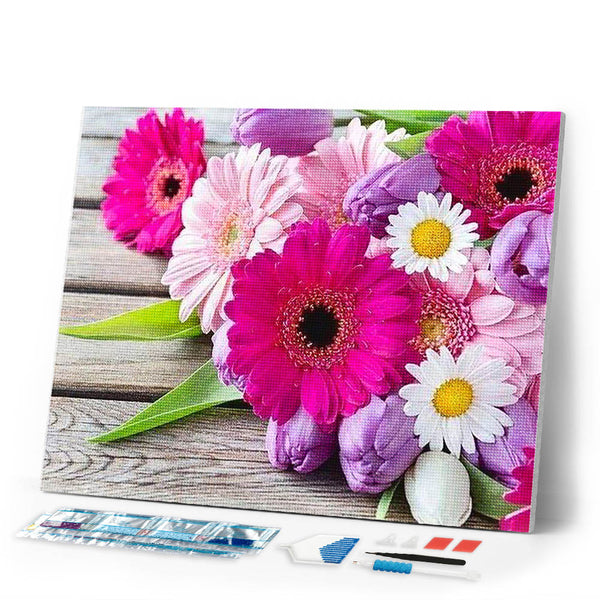 Diamond Painting | Diamond Painting - Colorful Daisies | Diamond Painting Flowers flowers | FiguredArt