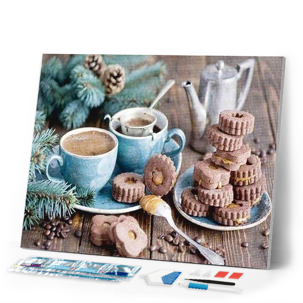 Diamond Painting | Diamond Painting - Coffee and shortbread cookies | Diamond Painting kitchen kitchen | FiguredArt