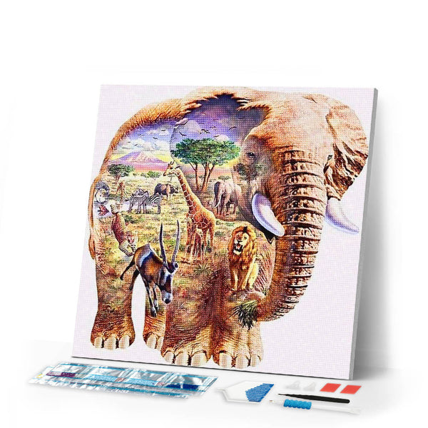 Diamond Painting | Diamond Painting - Elephant Landscape | animals Diamond Painting Animals elephants landscapes | FiguredArt