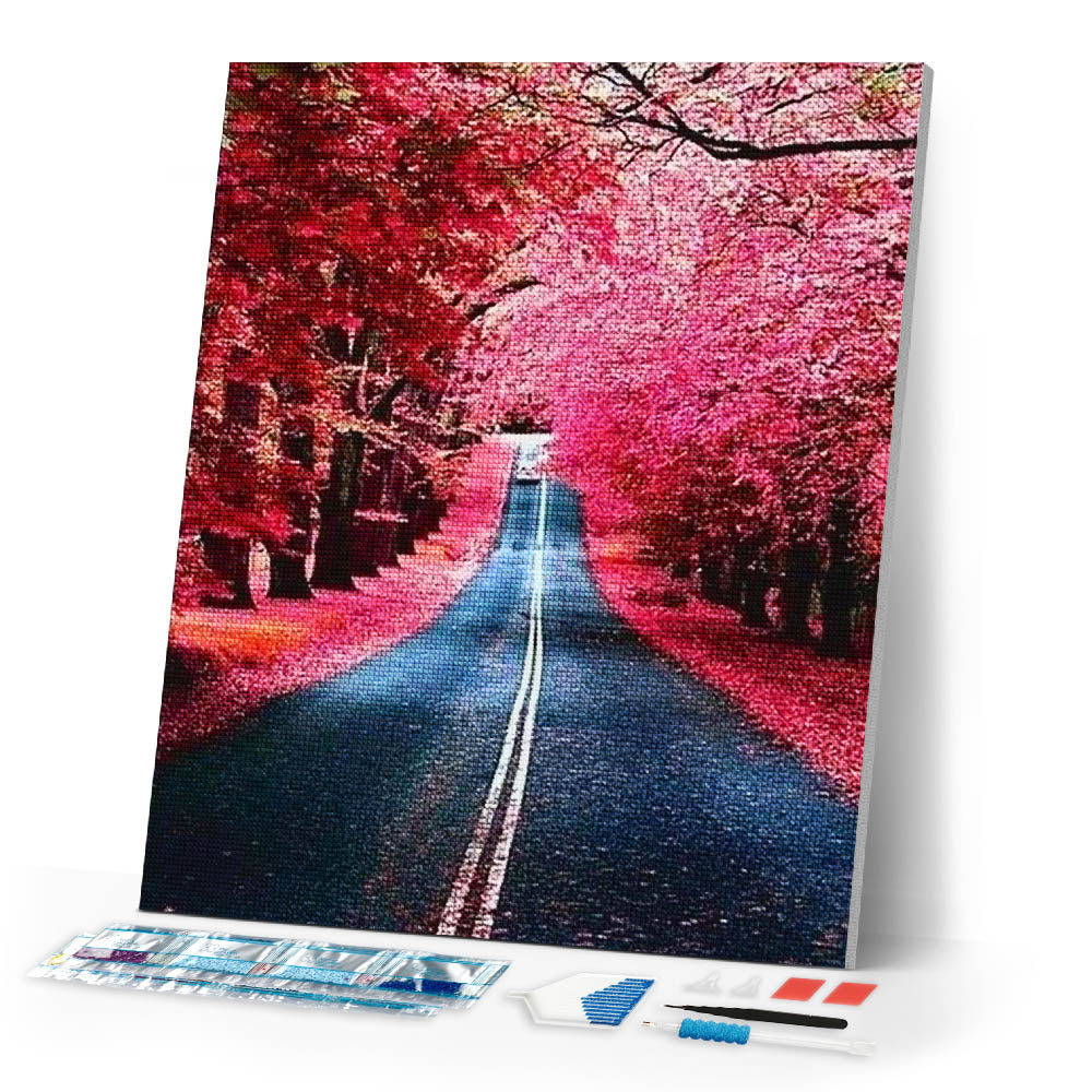 Diamond Painting | Diamond Painting - Road in Autumn | Diamond Painting Landscapes landscapes | FiguredArt