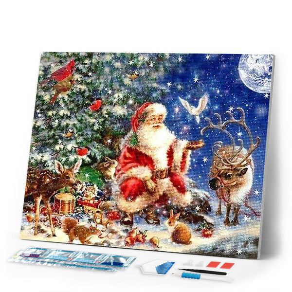 Diamond Painting | Diamond Painting - Santa and Animals | animals christmas Diamond Painting Religion religion | FiguredArt
