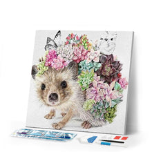 Load image into Gallery viewer, Diamond Painting - Hedgehog and Flowers