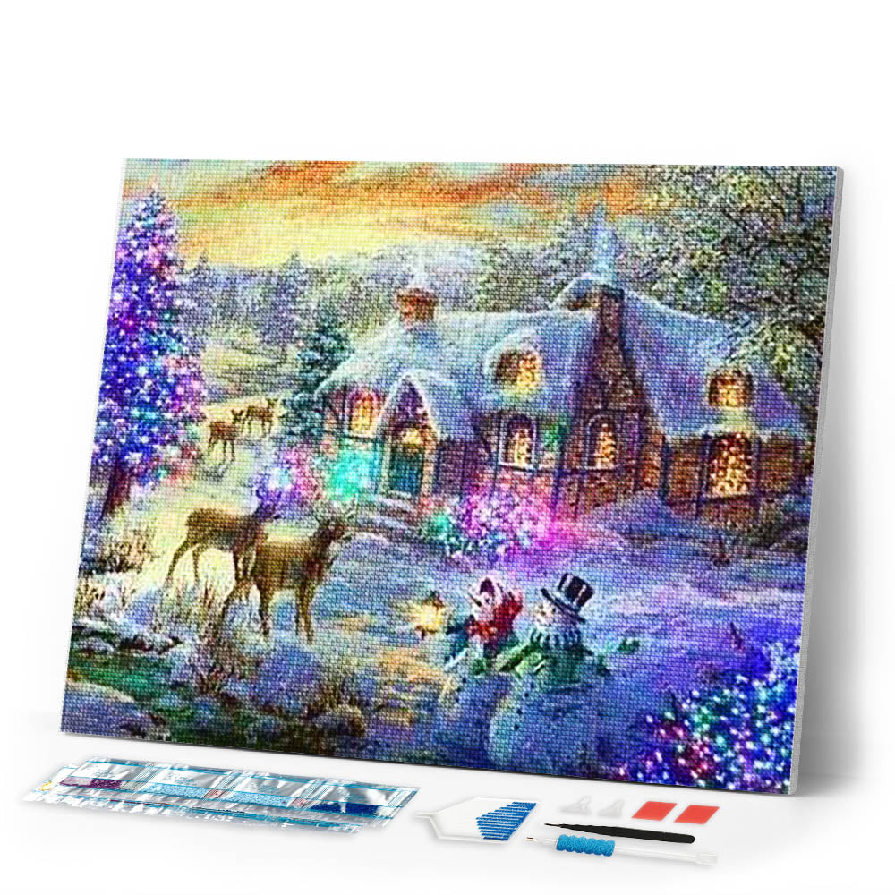 Diamond Painting | Diamond Painting - Deer near the house | animals Diamond Painting Animals Diamond Painting Landscapes landscapes |