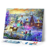Diamond Painting | Diamond Painting - Deer near the house | animals Diamond Painting Animals Diamond Painting Landscapes landscapes |