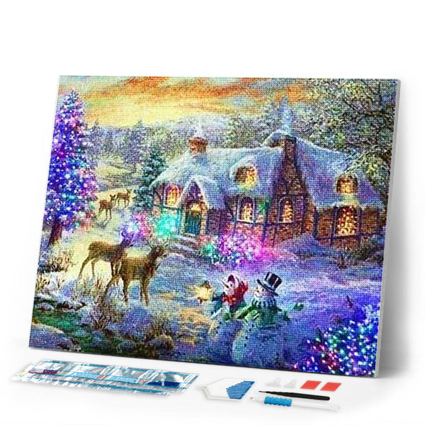 Diamond Painting | Diamond Painting - Deer near the house | animals Diamond Painting Animals Diamond Painting Landscapes landscapes |