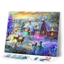 Load image into Gallery viewer, Diamond Painting | Diamond Painting - Deer near the house | animals Diamond Painting Animals Diamond Painting Landscapes landscapes |