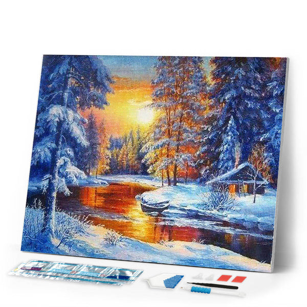 Diamond Painting | Diamond Painting - Glow of Sunset on River | Diamond Painting Landscapes landscapes | FiguredArt