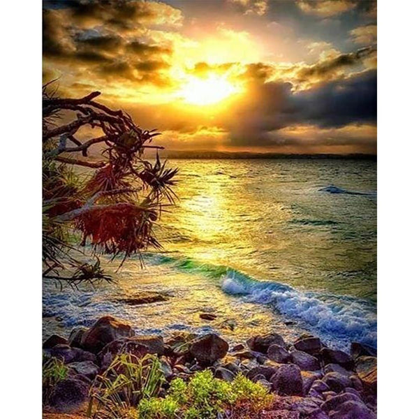 Diamond Painting - Waves near the Rocks