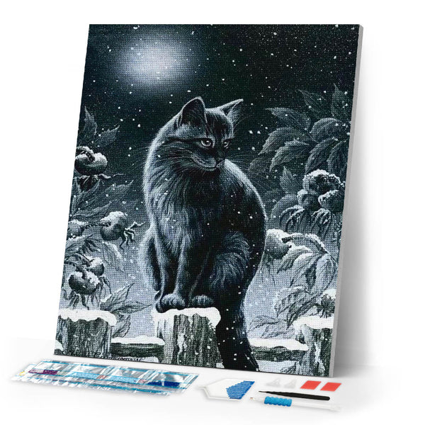 Diamond Painting | Diamond Painting - Cat in the Snow | animals cats Diamond Painting Animals winter | FiguredArt