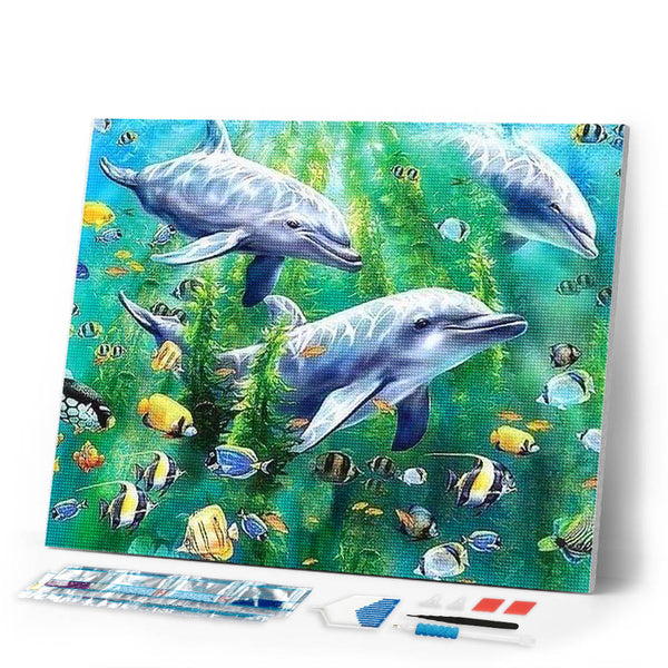 Diamond Painting | Diamond Painting - Dolphins under water | animals Diamond Painting Animals dolphins | FiguredArt
