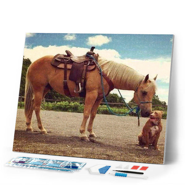 Diamond Painting | Diamond Painting - Horse and Dog | animals Diamond Painting Animals horses | FiguredArt