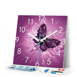 Diamond Painting | Diamond Painting - Clock and Butterflies | animals butterflies Diamond Painting Animals | FiguredArt