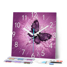 Load image into Gallery viewer, Diamond Painting - Clock and Butterflies