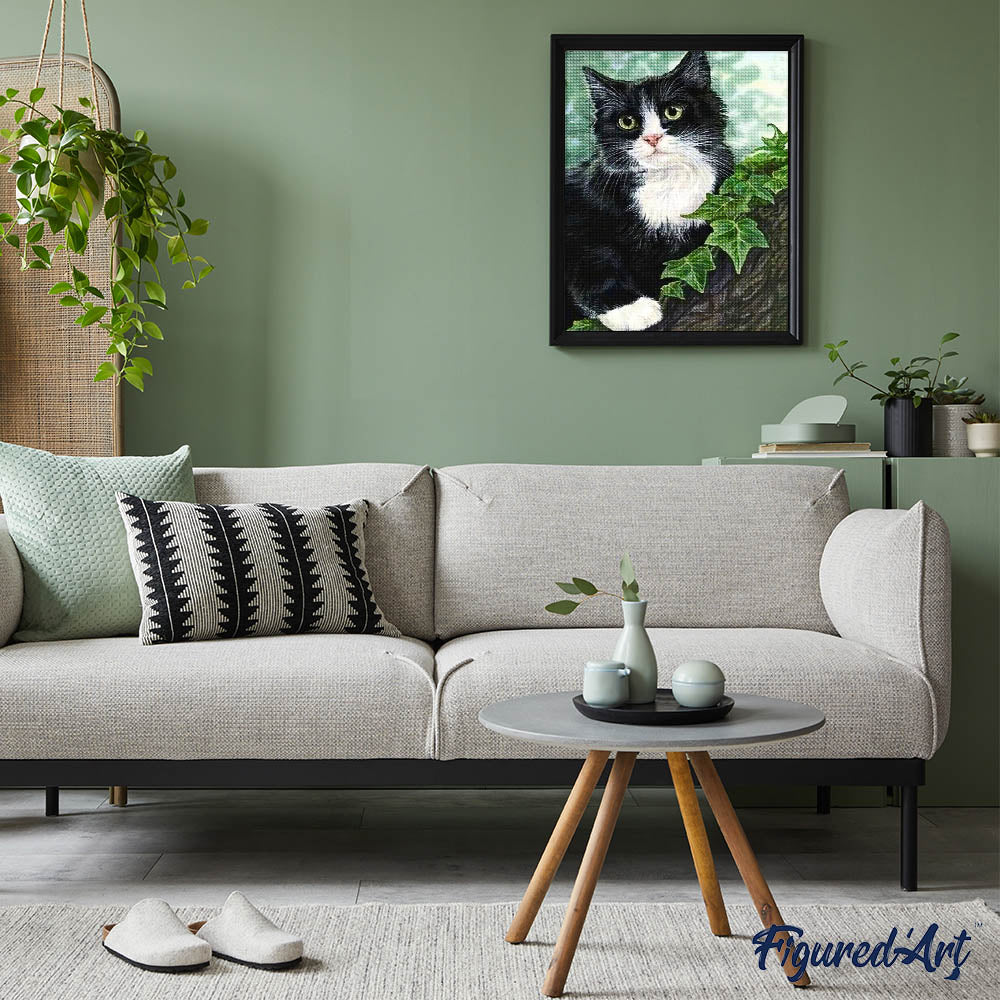 Diamond Painting - Black and white Cat