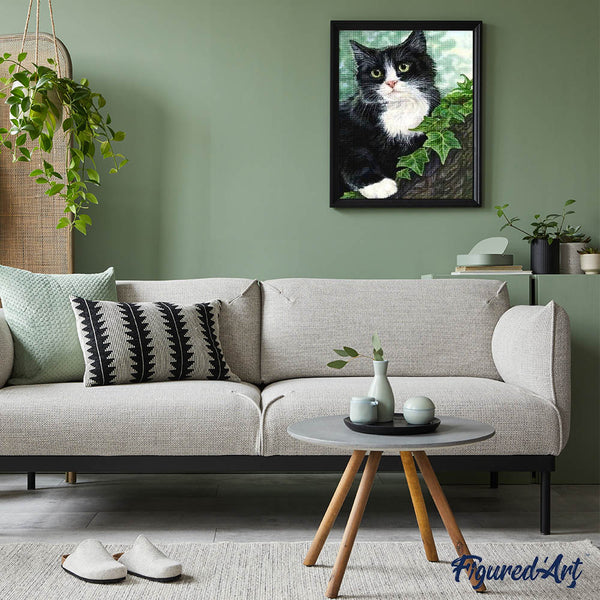 Diamond Painting - Black and white Cat