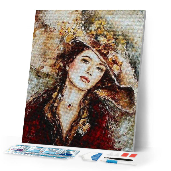 Diamond Painting | Diamond Painting - Woman with Hat | Diamond Painting Romance romance | FiguredArt