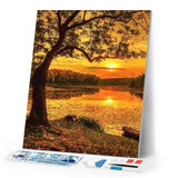 Diamond Painting | Diamond Painting - Lake at sunset | Diamond Painting Landscapes landscapes | FiguredArt