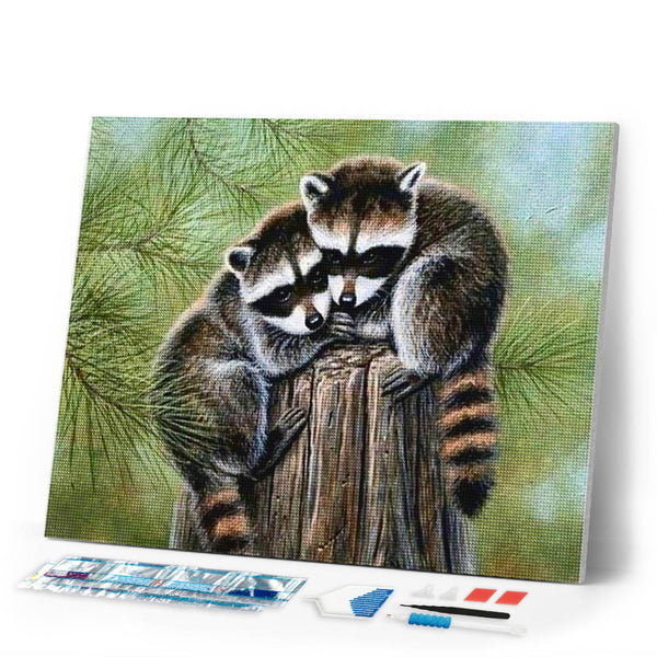 Diamond Painting | Diamond Painting - Perched Raccoon | animals Diamond Painting Animals raccoons | FiguredArt