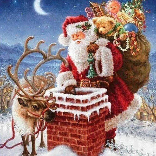 Diamond Painting - Santa Claus near Chimney