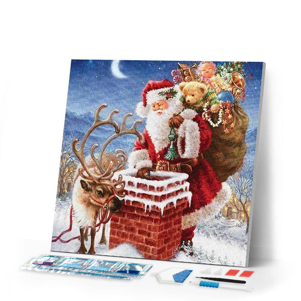 Diamond Painting | Diamond Painting - Santa Claus near Chimney | christmas Diamond Painting Religion religion | FiguredArt