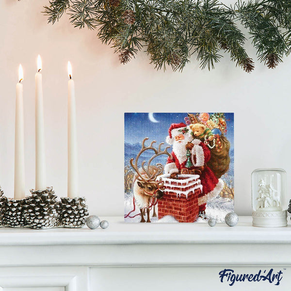 Diamond Painting - Santa Claus near Chimney