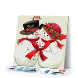 Diamond Painting | Diamond Painting - Snowmen lovers | Diamond Painting Romance romance winter | FiguredArt