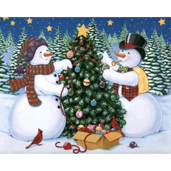 Diamond Painting - Snowmen and Christmas tree