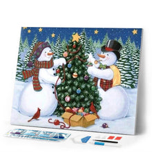 Load image into Gallery viewer, Diamond Painting | Diamond Painting - Snowmen and Christmas tree | animals christmas Diamond Painting Animals winter | FiguredArt