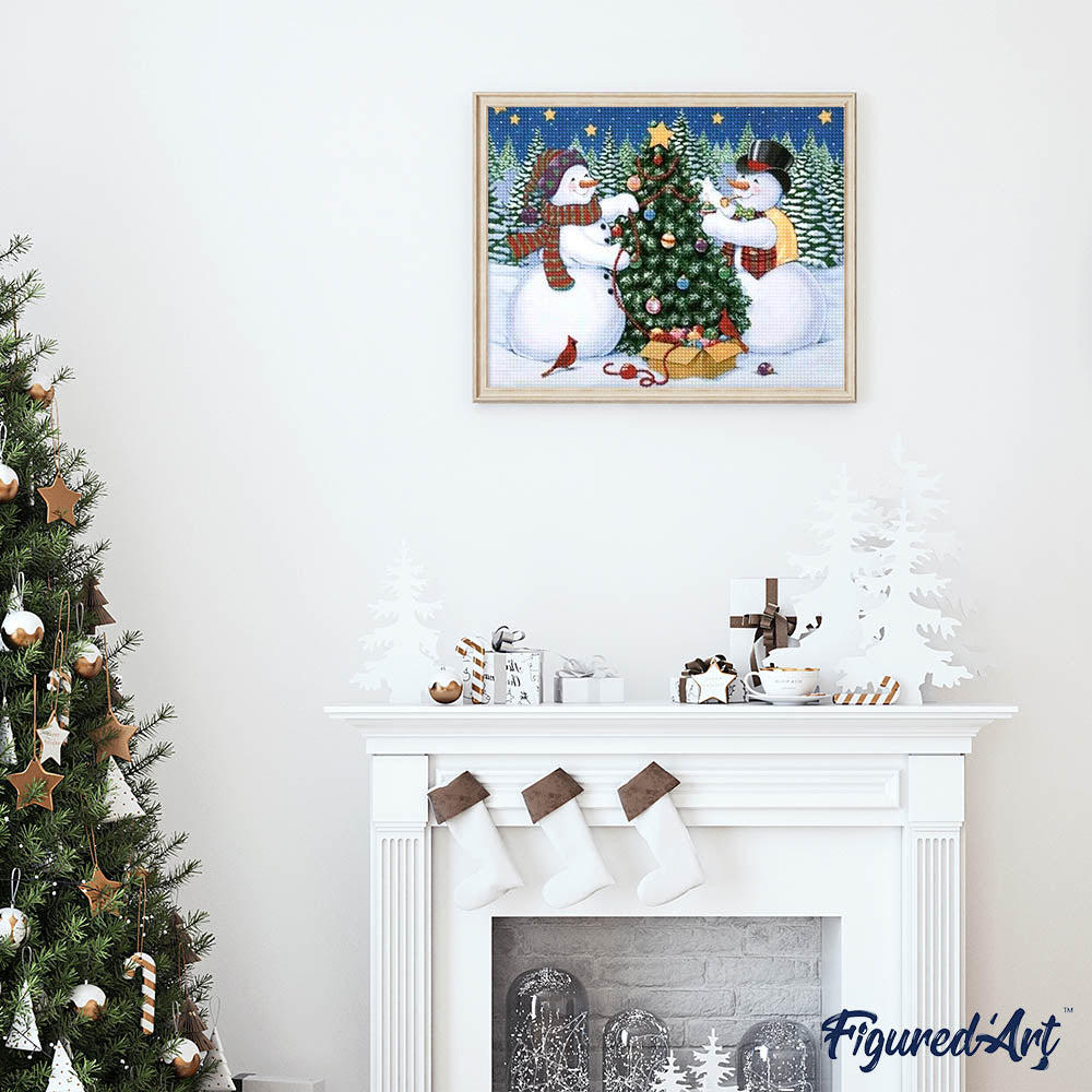 Diamond Painting - Snowmen and Christmas tree