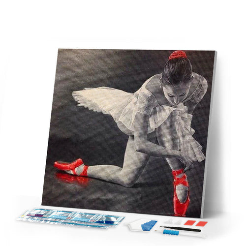 Diamond Painting | Diamond Painting - Ballerina and Red Pointe Shoes | dance Diamond Painting Dance | FiguredArt