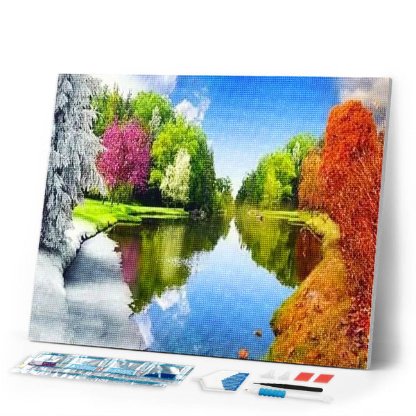 Diamond Painting | Diamond Painting - Reflection Lake in summer | Diamond Painting Landscapes landscapes | FiguredArt