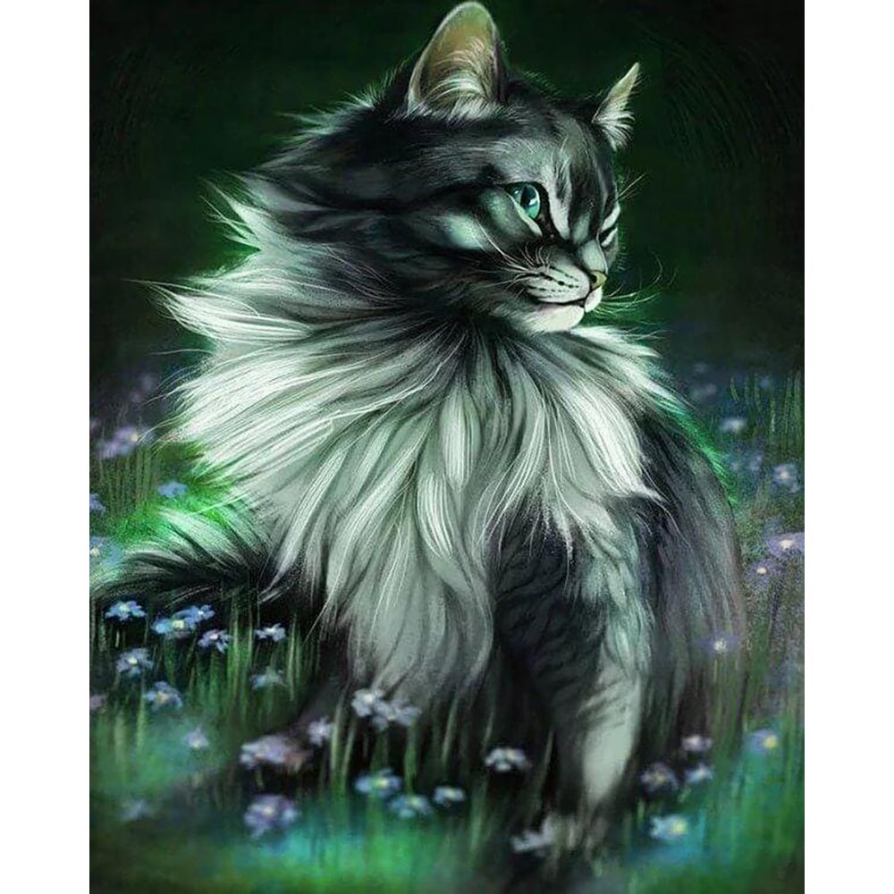 Diamond Painting - Pretty Cat in Flowers