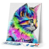 Diamond Painting | Diamond Painting - Colorful Kitten | animals cats Diamond Painting Animals | FiguredArt